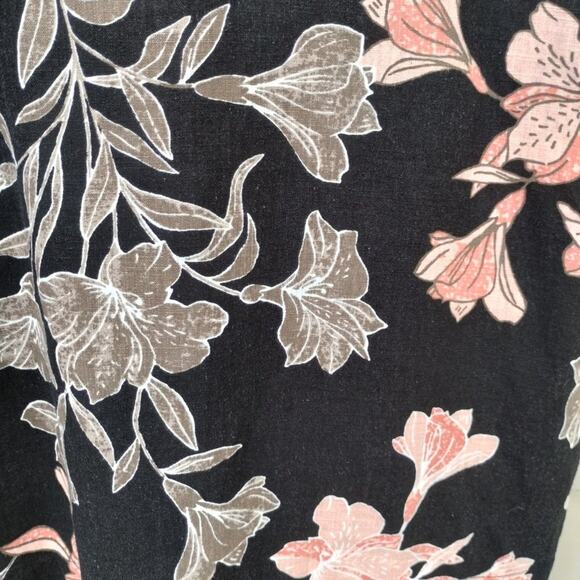 Nichole Miller The Original Linen blend Floral Shift Short Dress Black/Peach XXL - Picture 5 of 8